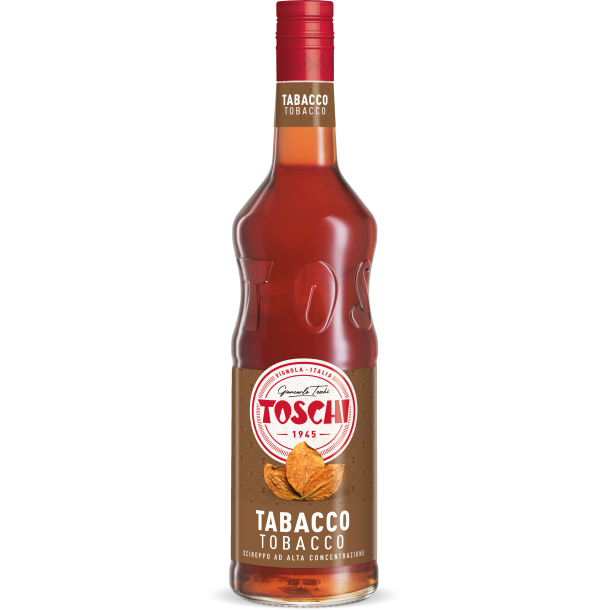 Toschi Tobacco Syrup 1 L flaske – italiensk tobak-smag sirup til kaffe, cocktails og barbrug