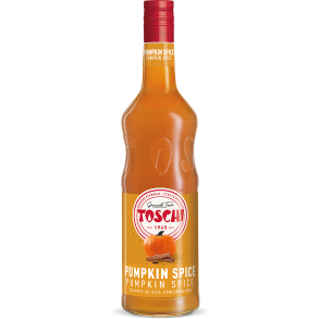 Toschi Pumpkin Spice Syrup 1 L flaske – italiensk kaffesirup med grskar og varme krydderier, perfekt til latte, dessert og cocktails