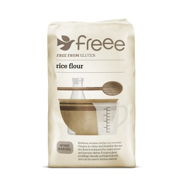 Doves Farm glutenfri rismel 1 kg &ndash; pose med rismel uden gluten til hjemmebag.