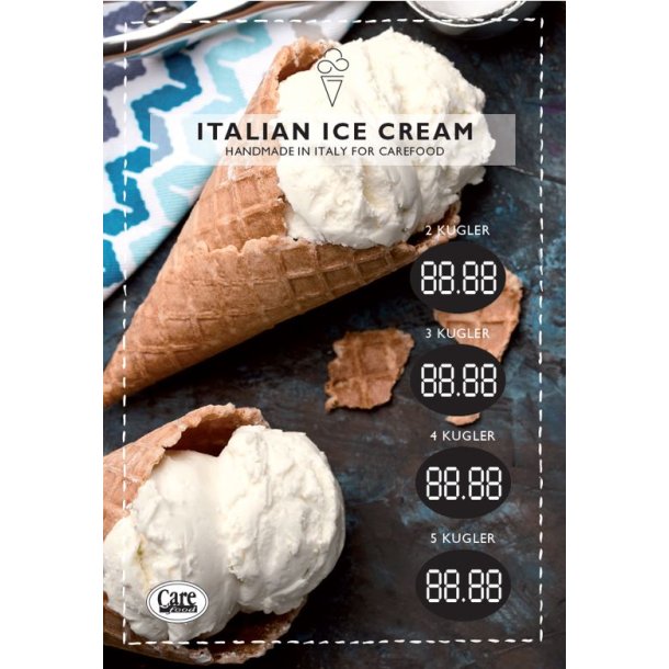 Plakat Italien ice cream 1-4 kugler 