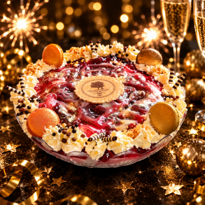 Nyt�rs islagkage i bowle med italiensk gelato og festlig pynt fra Gelato di Natura
