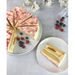 Fersken-Melba fldelagkage (laktosefri) 1950gr.